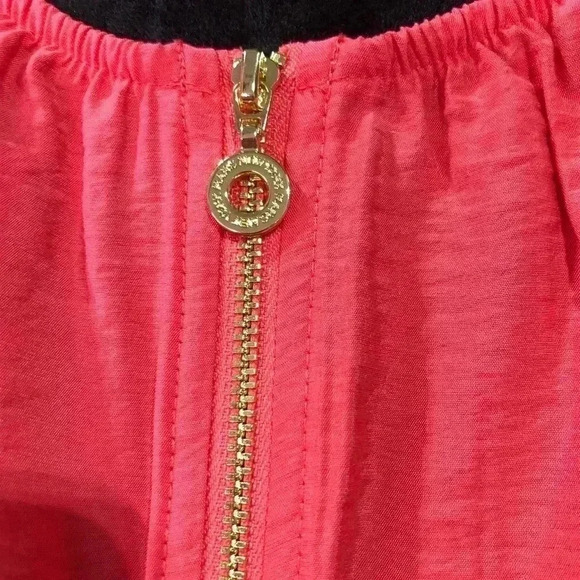 Marc New York 3/4 ruched sleeve, gold zipper detail, top - cayenne - Picture 2 of 11